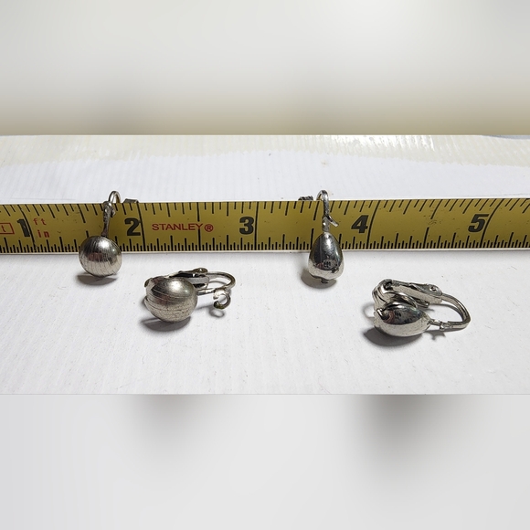 Elegant Silver Tone Drop Clip-on Earrings - Picture 2 of 2